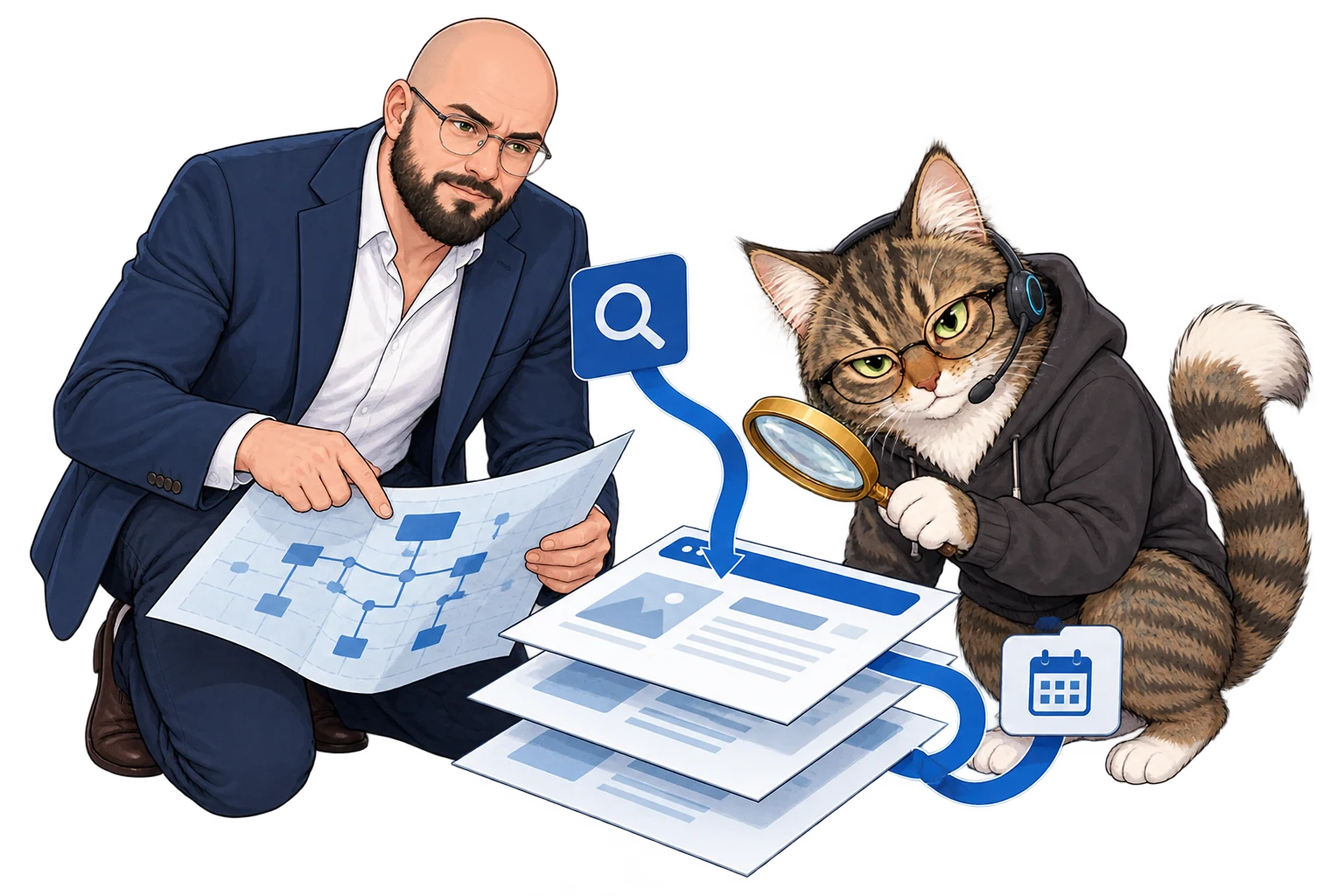 Сергей и Марсель работают над задачей: SEO клиник